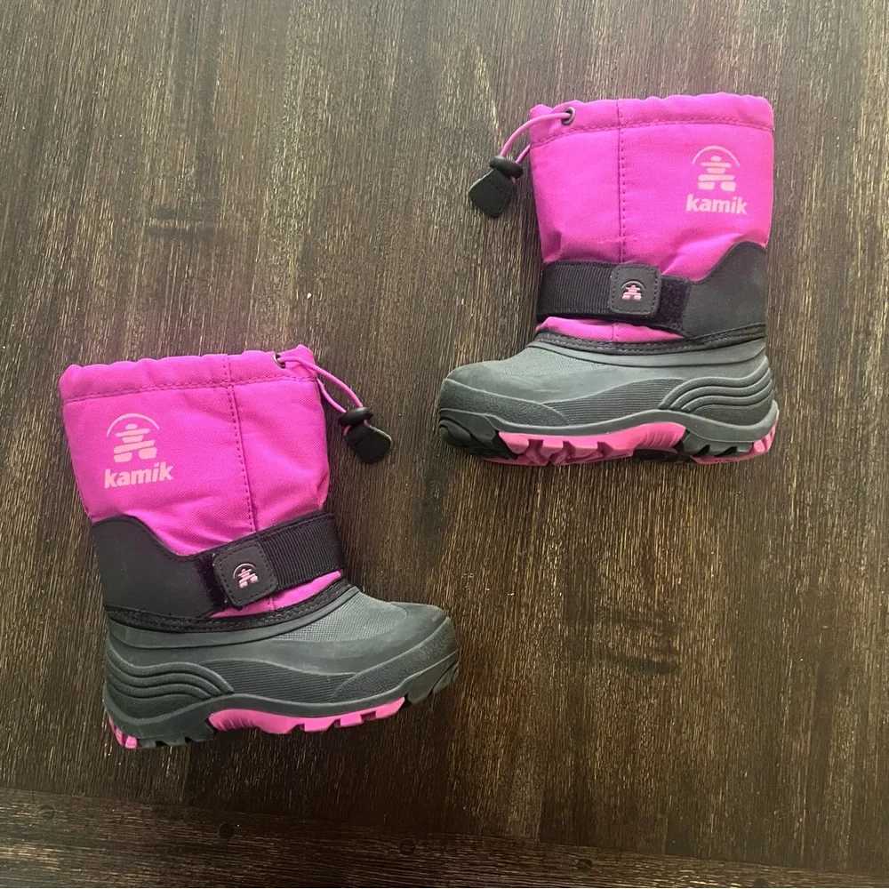 Kamik Pink Black Snow Boots size 9 toddler - Picture 2 of 6